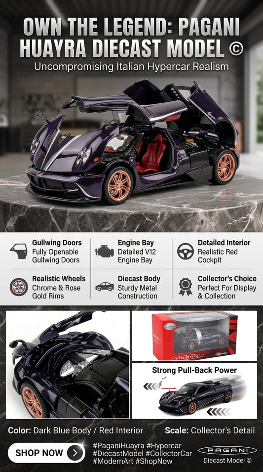 Pagani Huayra Diecast Model Car © | Italian Hypercar Replica with Gullwing Doors
